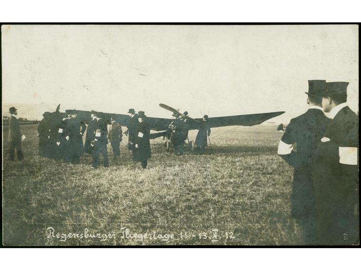 Regensburger Fliegertage 20 Pfg. mit Sonderstempel auf Fotokarte der Veranstaltung, zusätzlich frankiert mit Bayern 5 Pfg. mi