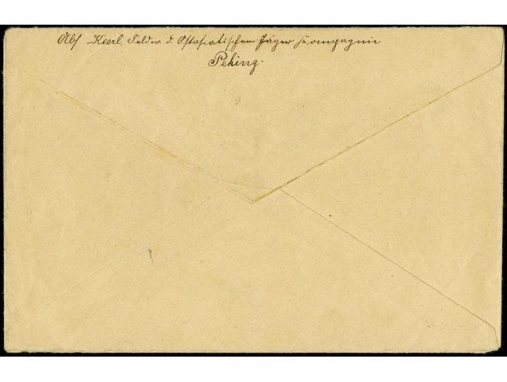 40 Pfg. mit Stempel "PEKING 24.2.01" als portogerechte Einzelfrankatur auf R-Brief aus einer bekannten Korrespondenz nach Tsi