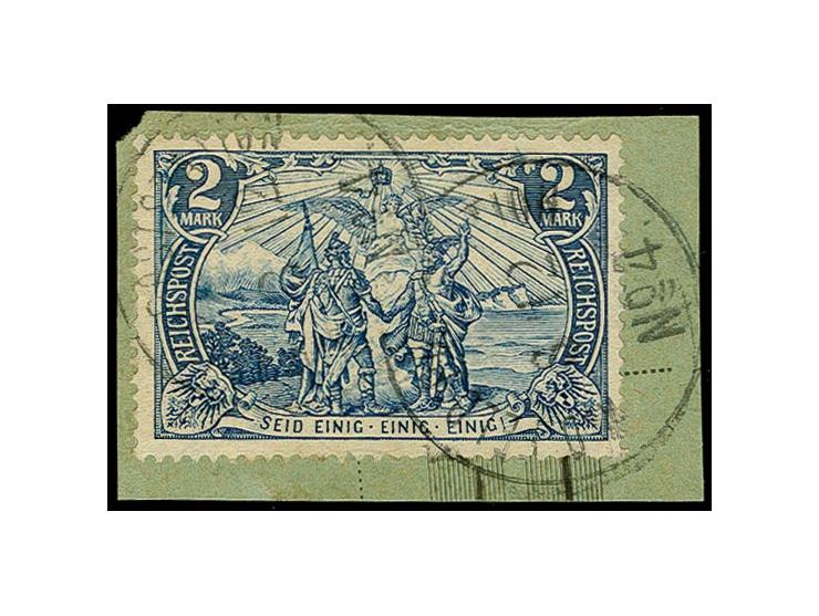 2 M. schwärzlichblau, Type I, farbfrisch und gut gezähnt mit Stempel "K.D.FELD-POSTSTATION No.4 3.12." auf Paketkarten-Briefs