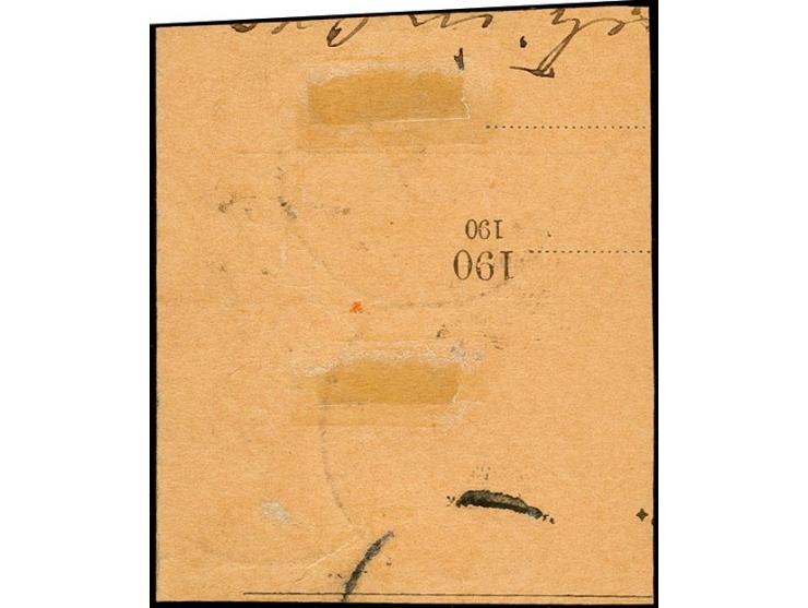 2 M., Type II und 10 Pfg. je mit Stempel "PEKING DP 25.2.01" auf Postanweisungs-Briefstück, winzige Randklebung ohne Einschrä