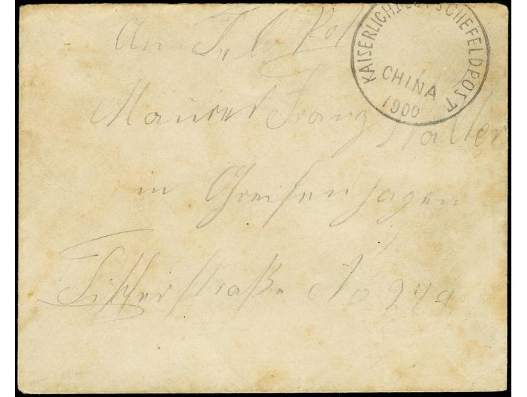 DIVERSES: "KAISERLICH DEUTSCHE FELDOST CHINA 1900", sogen. "Wagenrad" in Type III, klar auf Feldpost-Brief nach Greifenhagen 