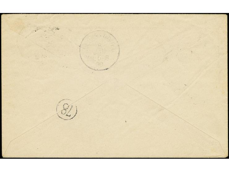 1900, Krone/Adler 25 Pfg. mit Stempel "TANGER 3/1 00" auf überfrankiertem Brief nach Nürnberg mit Ankunftsstempel