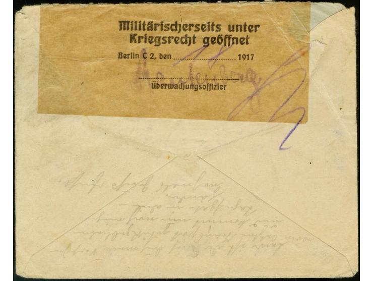STEMPEL: "A.O.K. 6 9.7.1917", sehr klar auf Feldpostbrief mit Zensur-Verschlußzettel nach Berlin, Pracht ex Myron Fox