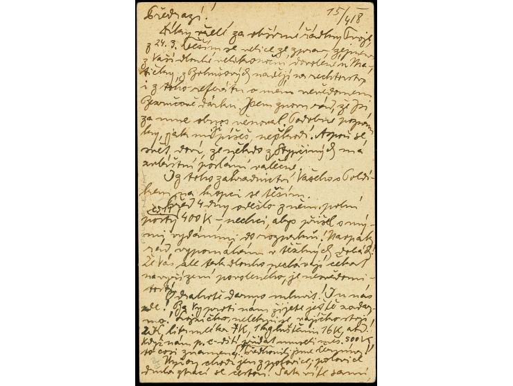 "Deutsche Feldpost 16.4.18", Tarnstempel auf Feldpostkarte mit rotem Nebenstempel "K.u.k. 10 cm M. 15 Kanonenbatterie Nr. 20"