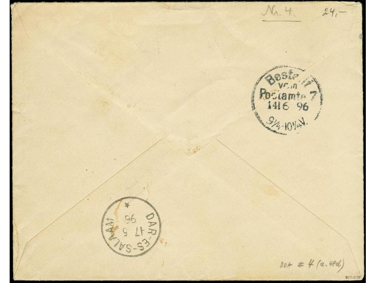 10 P. auf 20 Pfg., zwei Einzelwerte als portogerechte Mehrfachfrankatur auf Brief der 2. Gewichtsstufe von "TANGA 14.5.96" vi