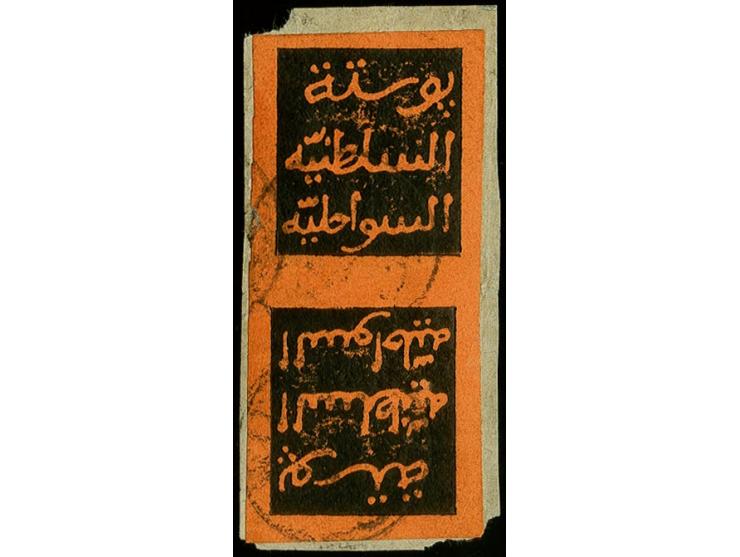 1889, 3 P. schwarz auf rötlichorange im senkrechten Kehrdruck-Paar, farbfrisch und allseits breitrandig auf Briefstück, tadel