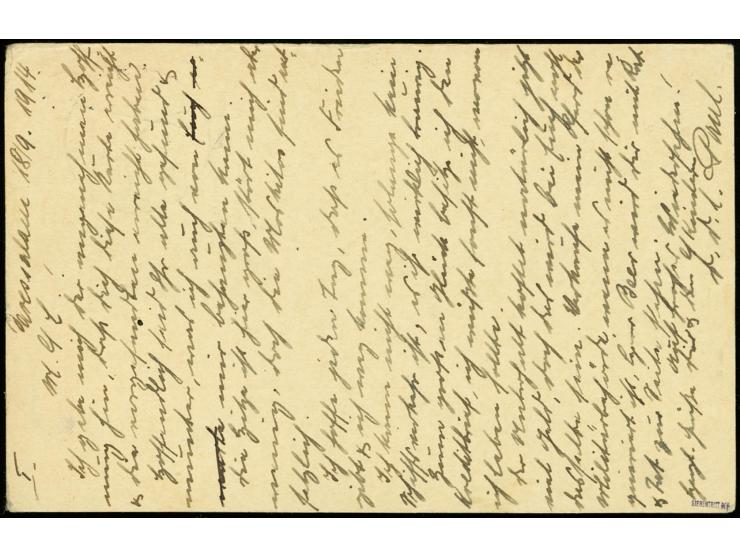 1914: 19.9., Ganzsachenkarte 7 1/2 H. bedarfsgebraucht von "DARESSALAM 19.9.14" mit viel Text und Rahmenstempel "via Lissabon
