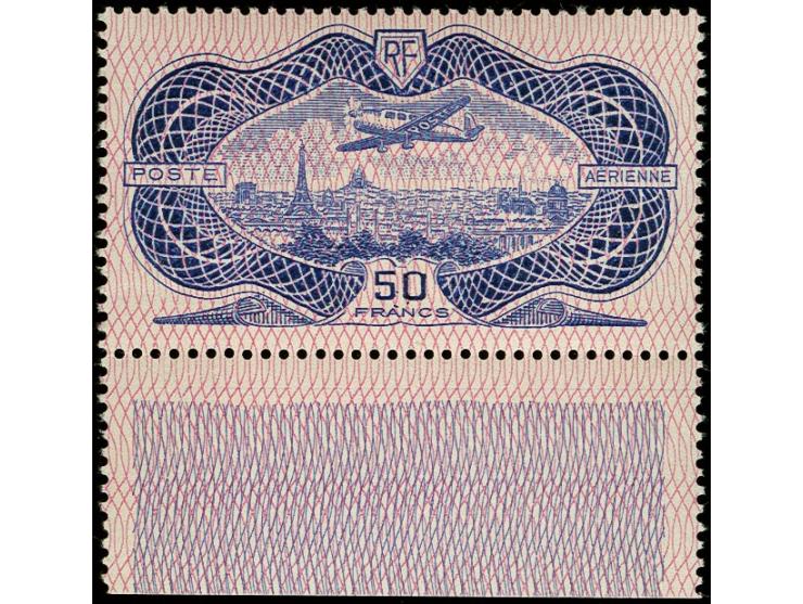 1936, Airmail 50 fr. with bottom sheet margin margin, mint never hinged, fine