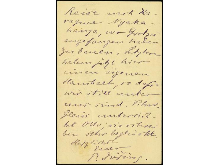 6. Postabgang: 1915, 15.2., Ganzsachenkarte 4 H. mit Zufrankatur Kaiseryacht 4 H. gebraucht von "BUKOBA 15.2." mit violettem 