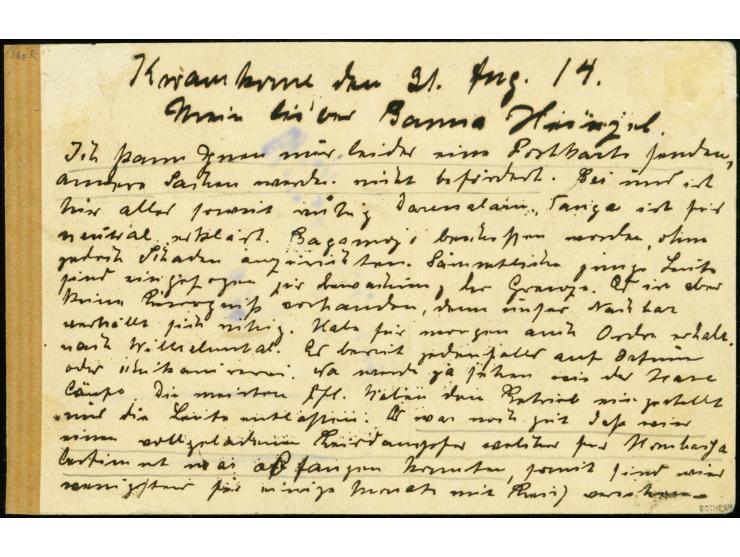8. Postabgang: 1914, 1.9., Ganzsachenkarte 4 H. gebraucht von "KOROGWE DOA 1.9.14" mit viel Text (datiert Kwamlera 21.8) und 