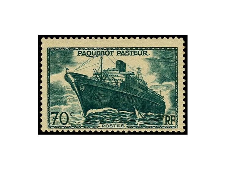 1941, "PAQUEBOT PASTEUR" 70 c. without red surcharge 1 f.+1 f., unused with original gum; one of the greatest rarities of 20t