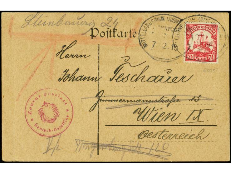 Späte Postannahme: 1915, 7.12., Kaiseryacht 7 1/2 H. mit Bahnpoststempel "MITTELLANDBAHN DOA ZUG a. 7.12.15" (ohne Zugnummer)