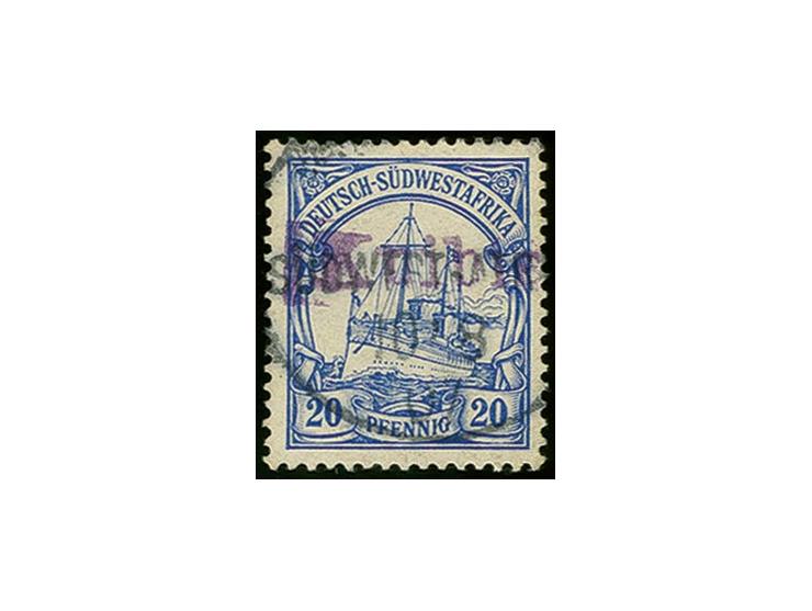 "Kuibis", violetter L1 und Wanderstempel vom 10.8.07 auf loser Marke Kaiseryacht 20 Pfg., Kabinett, Kurzbefund R.Steuer BPP