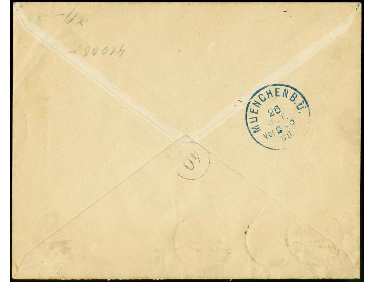 1897/99, 20 Pfg. diagonal halbiert, linke untere Hälfte zusammen mit  25 Pfg. und 5 Pfg. als portogerechte Frankatur auf R-Br