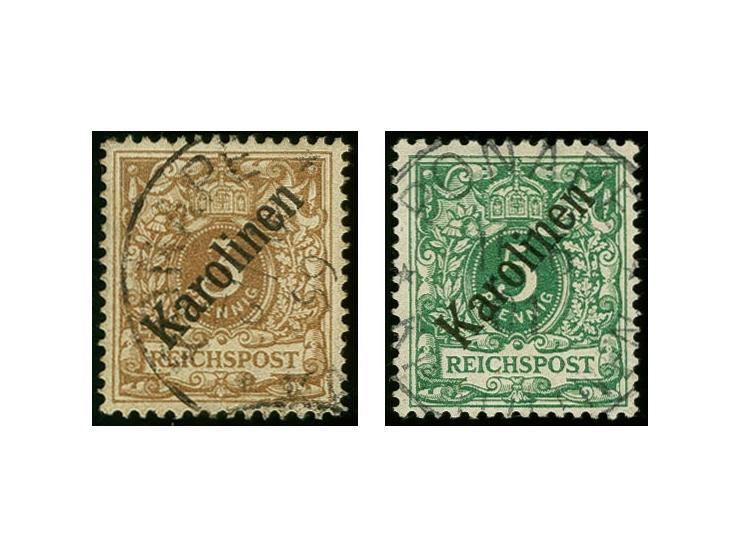 3 Pfg. und 5 Pfg. mit diagonalem Aufdruck, gestempelt, Kabinett, Fotoattest Jäschke-L. bzw. Dr. F.Steuer BPP