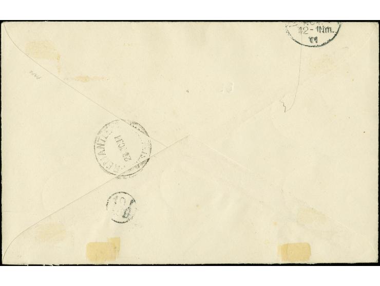 1-5 M. je mit Stempel "ANGAUER PALLAU-INSELN 18.9.11" auf überfrankiertem R-Brief nach Nürnberg mit Ankunftsstempel, Pracht