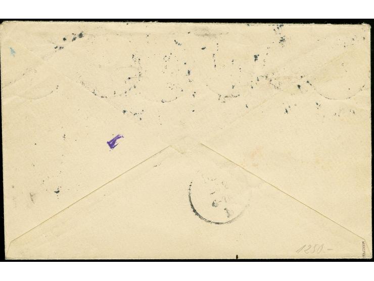 1898, Krone/Adler 3 Pfg. mittelbraun bis 50 Pfg. lebhaftrötlichbraun kpl. auf R-Brief von "TSINTAU CHINA ** 20.1.99" nach Lei