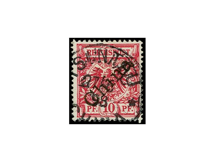 DP China 10 Pfg. rotkarmin mit diagonalem Aufdruck und Stempel "TSINTAU CHINA 27.6.98", Pracht, sign. Dr. Steuer BPP und Foto