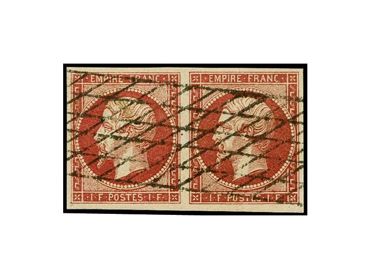 1 fr. carmine, horizontal pair, Sperati forgery type K+F, used, BPA signature, fine