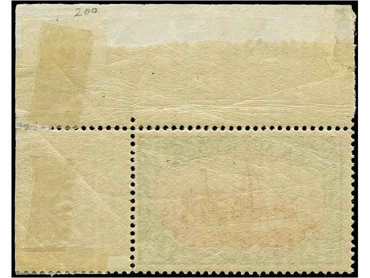 2 1/2 $., 26: 17 Zähnungslöcher, aus der rechten oberen Bogenecke (im Rand mit Falzresten und angetrennt), Marke postfrisch u
