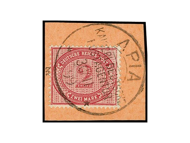 2 M. rötlichkarmin mit Stempel "KDPAg APIA 30.11.99" auf Postanweisungs-Briefstück, Kabinett, Fotoattest Jäschke-L. BPP