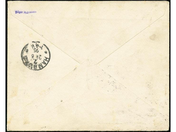 Krone/Adler 20 Pfennig ultramarin mit sauber aufgesetztem Notstempel "BEZAHLT / Kaiserl Deutsche Postagentur / Apia-2..-5-189