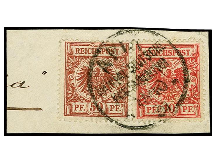 50 Pfg. braunrot und 10 Pfg. lebhaftrosarot mit Stempel "APIA KDPAg 11.10.91" auf Briefstück, tadellos, sign. Bothe BPP (Mi. 