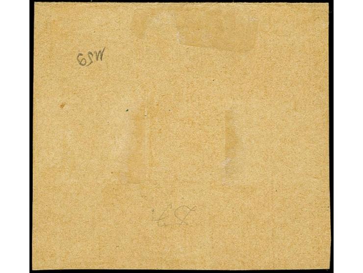 1915, 10 Pfg. mit kopfstehendem Aufdruck im waagerechten Paar mit sauberem Stempel "ANECHO 4/1" in blau auf großem Briefstück