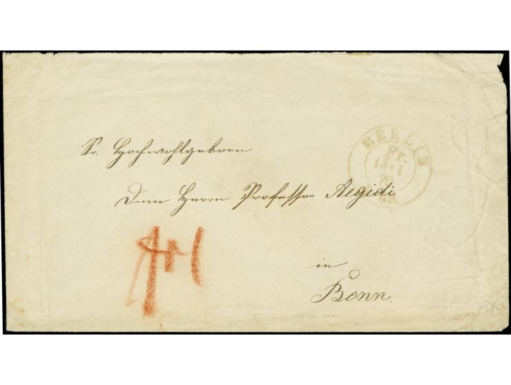 1870, "BERLIN Fr. 13 11 70", zarter Franko-Stempel mit Röteltaxe "1" auf Brief mit Absenderangabe "Cadett Becker an Bord S.M.