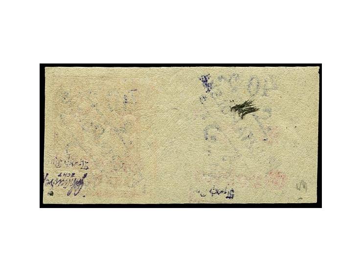 40 Gr. auf 3 K., polnischer Aufdruck in violett, linkes Randstück mit zusätzlichem polnischem und deutschem Aufdruck auf dem 