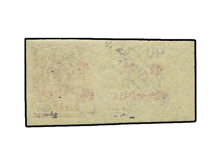 40 Gr. auf 3 K. mit doppeltem polnischem Aufdruck in schwarz, linkes Randstück, auf dem Bogenrand zusätzlicher polnischer Auf