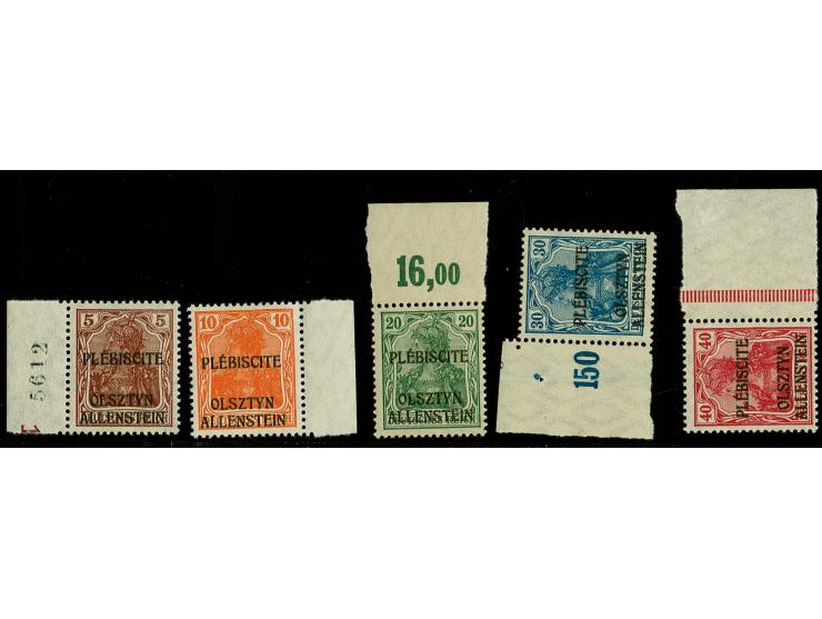 5 bis 40 Pfg. kpl., alle mit Seiten- bzw. Oberrand, postfrisch, tadellos, sign. Mikulski
