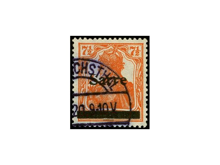 7½ Pfg. rötlichorange, Type II, mit Aufdruckfehler von Feld 67 "S oben schräg gespalten", sauber mit klarem Stempel "FRIEDRIC