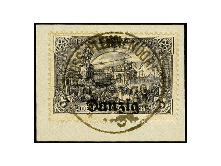 3 M. schwarzgrauviolett, sauber mit zeitgerechtem Stempel "GROSS-PLEHNENDORF 26.9.20" auf Briefstück, tadellos, sign. Stoye B