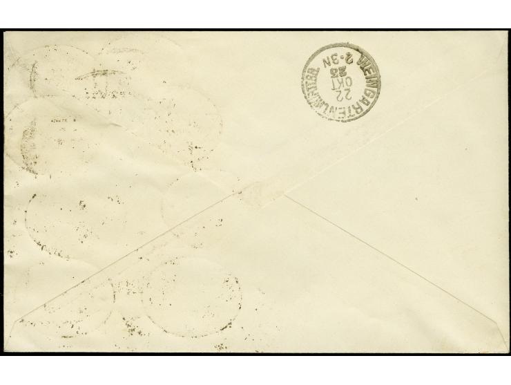 Flugpost 250000 M.- 5 Mio. kpl. mit Zufrankatur mit Stempel "DANZIG 5 LUFTPOST 20.10.23" auf nicht geflogenem R-Brief nach We