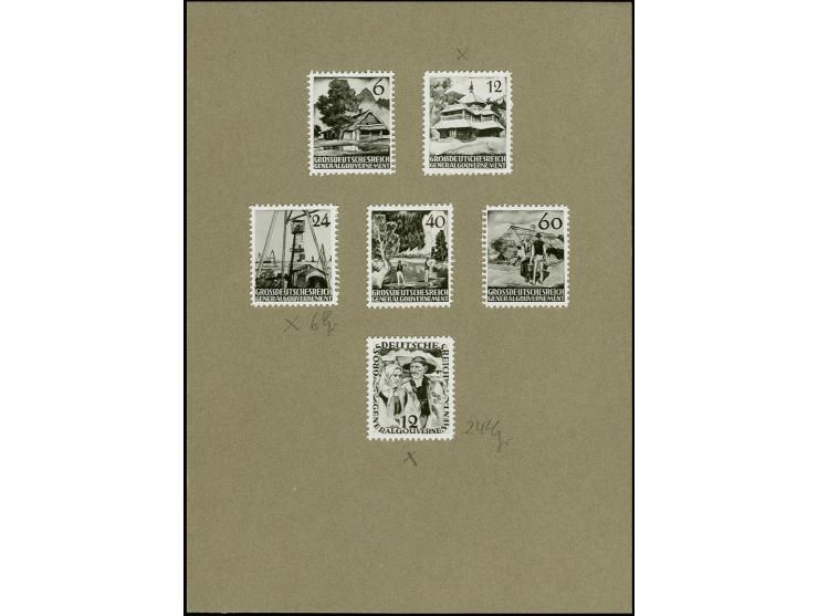 1944, Entwürfe für die Landschaftsserie, 6 gezähnte Photo-Essays in den Wertstufen 6, 12, 24, 40 und 60 Pfg., dabei 12 Pfg. i
