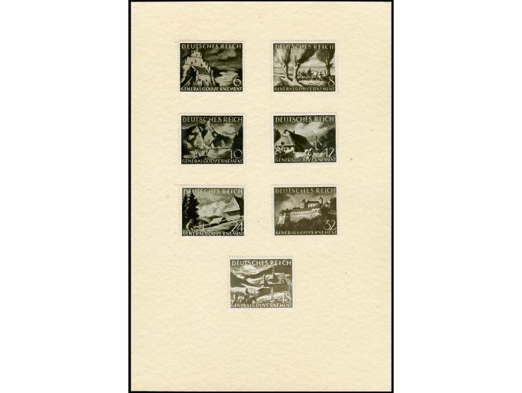 1944, Entwürfe für die Landschaftsserie, 7 gezähnte Photo-Essays in nicht verausgabter Zeichnung im Querformat auf Vorlagekar