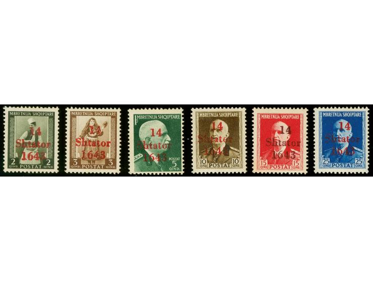 1943, Freimarken 2-25Q., je mit Aufdruckfehler "1643", postfrisch, tadellos, Fotoattest Brunel