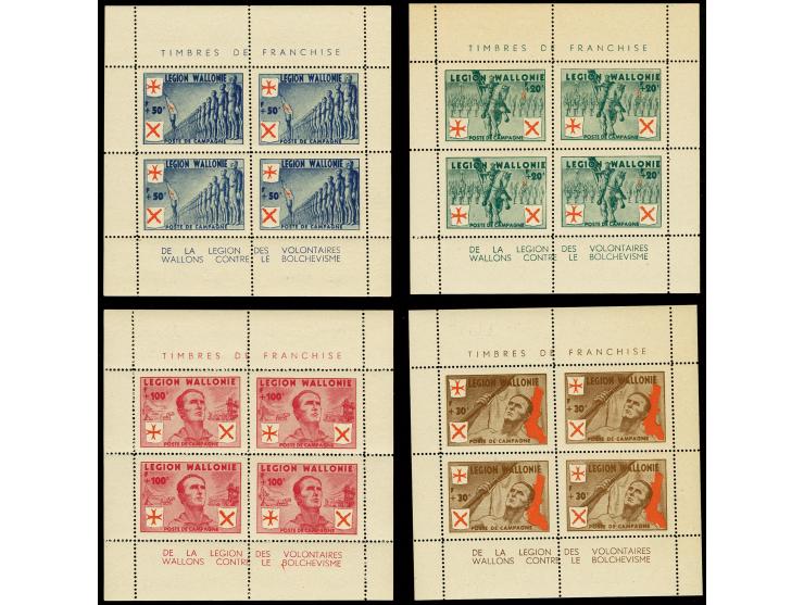 1941, Legionäre + 20-100 Fr. im kompletten Kleinbogensatz, postfrisch, Pracht