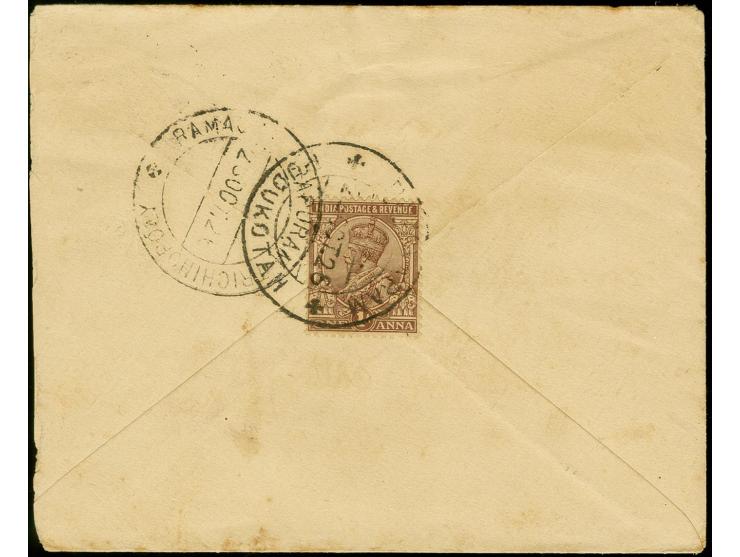Postage Due: 1922, 8 c. black tied by cds. "SAIGON CENTRAL COCHINCHINE 12.11.26" on underfranking India postal stationery env