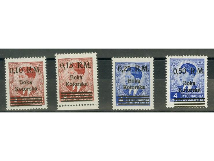 1944, Freimarken 0,10-0,50 RM., 0,50 RM mit Aufdruckfehler "rechter Diagonalstrich des M von R.M. gebrochen", postfrisch, tei