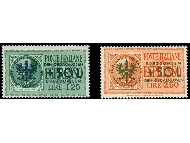 1944, Für die Obdachlosen Eilboten-Marken 1,25 L. und 2,50 L., postfrisch, Pracht
