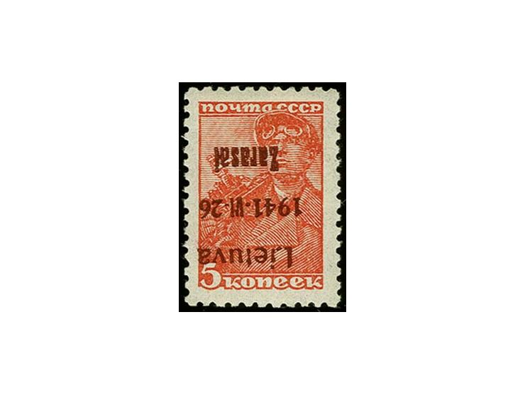 5 K. mit kopfstehendem Aufdruck in Type IIB, sauber ungebraucht, einige minimal verkürzte Zahnspitzen, sonst tadellos, Fotoat