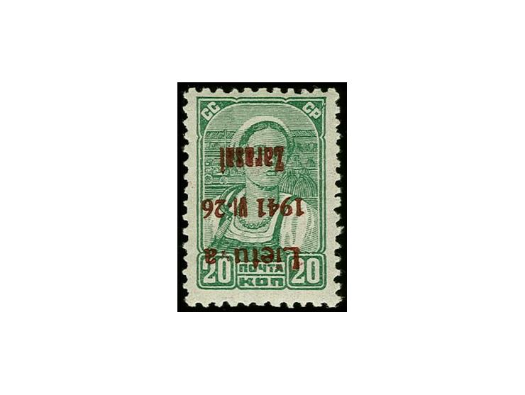 20 K. mit kopfstehendem Aufdruck in Type IIA mit Aufdruckfehler "fehlender Bindestrich hinter 1941", postfrisch, tadellos, Fo