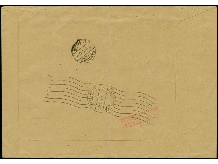 1940, 3-100 Pfg, meist mit Oberrand mit Sonderstempel auf R-Brief nach Hamburg, 100 Pfg. mit Aufdruckfehler "c statt e in Lot