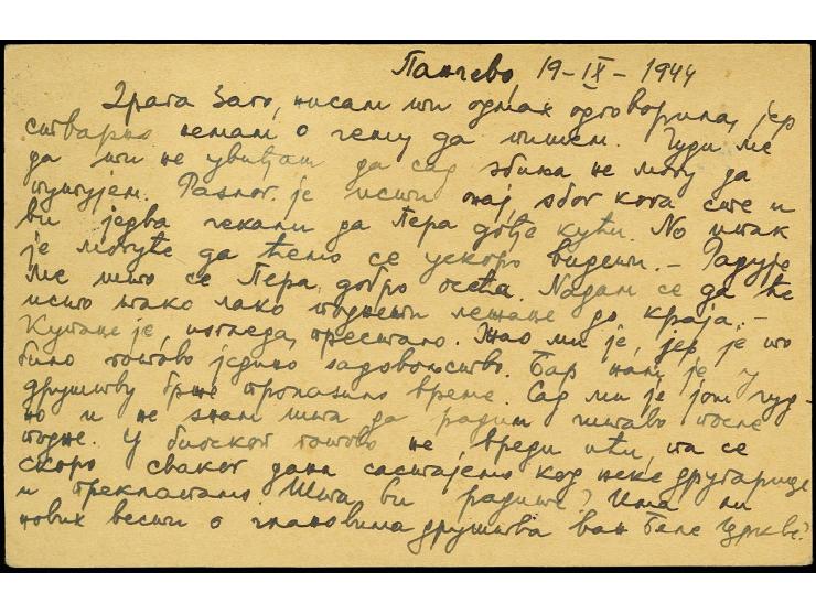 Ganzsachen: 1943, Ganzsachenkarte mit Zufrankatur Serbische Klöster 0,50 D. ab "PANCEVO 20.9.44" mit seltenem Zensur Ra3 "ZEN