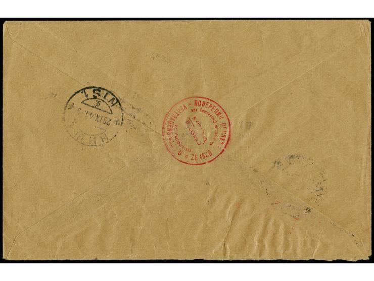 "VERTRAUENSMANN DER ZENSUR BEI POSTSPARKASSE" roter Zensurstempel auf infrankiertem Brief von "BEOGRAD 22.IX.41" nach Nis, la