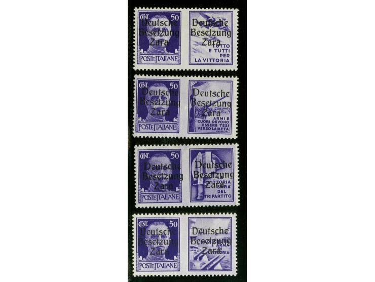 1943, 50 C. hellviolett mit Propagandafeld P1 bis P4, Type I bzw. II, tadellos, signiert Ludin BPP und Kurzbefund Brunel