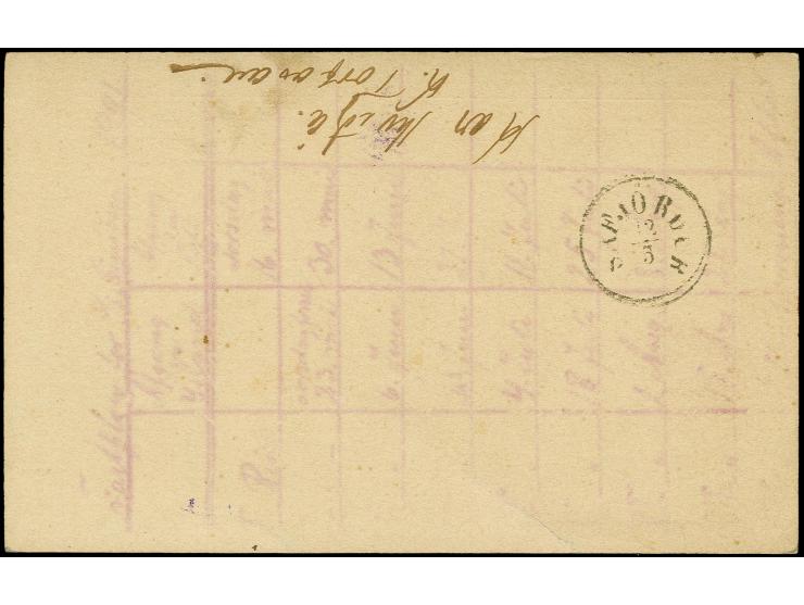 POSTAL STATIONARY: Postcard 5 a. blue on gray with 2 strikes of violet crown mark "FLATEYRI" to Safjördor with arrival mark