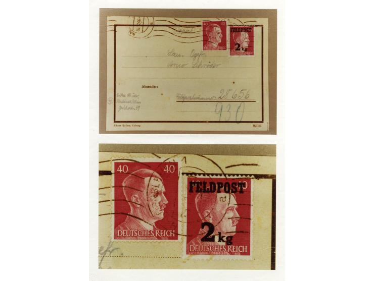 1944, Päckchen-Zulassungsmarke 2 kg auf 40 Pfg. und Hitler 40 Pfg. mit Handrollstempel "HALDENSLEBEN 30.12.44" auf kpl. Päckc